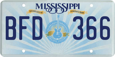 MS license plate BFD366