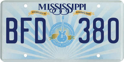 MS license plate BFD380