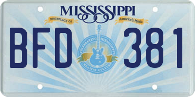 MS license plate BFD381