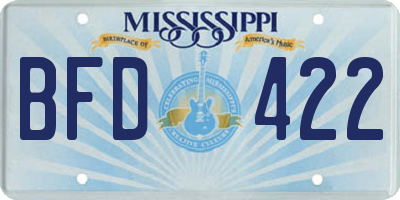 MS license plate BFD422