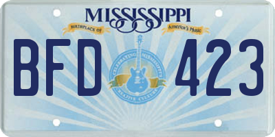 MS license plate BFD423