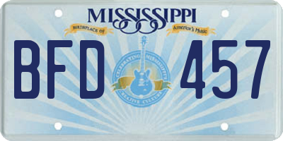 MS license plate BFD457