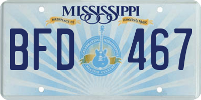 MS license plate BFD467