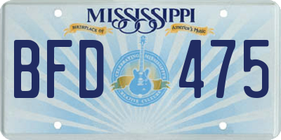 MS license plate BFD475