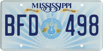 MS license plate BFD498