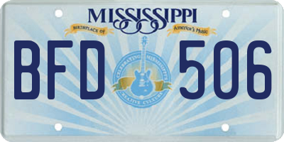 MS license plate BFD506