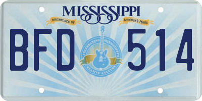MS license plate BFD514