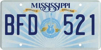 MS license plate BFD521