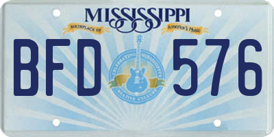 MS license plate BFD576