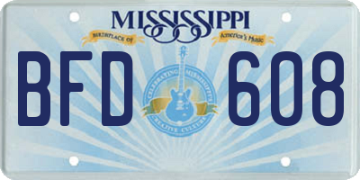 MS license plate BFD608