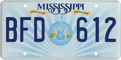 MS license plate BFD612