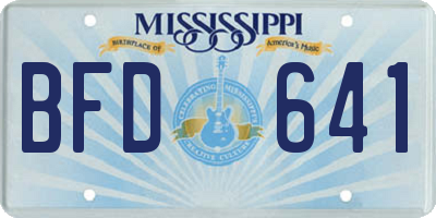 MS license plate BFD641