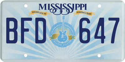 MS license plate BFD647