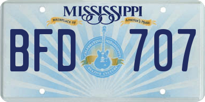 MS license plate BFD707