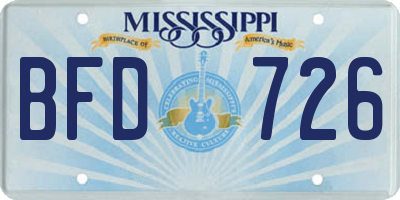 MS license plate BFD726