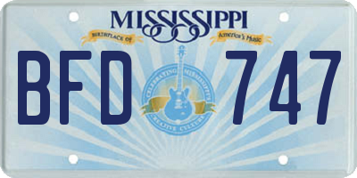 MS license plate BFD747