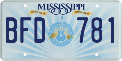 MS license plate BFD781