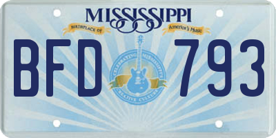 MS license plate BFD793