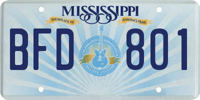 MS license plate BFD801