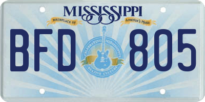 MS license plate BFD805