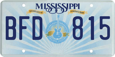 MS license plate BFD815