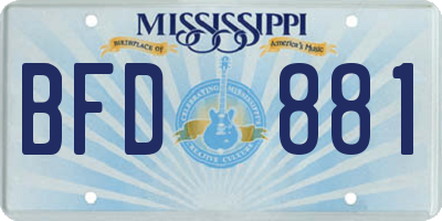 MS license plate BFD881