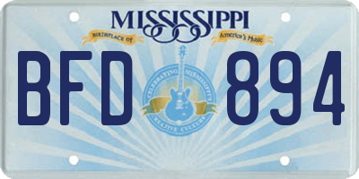 MS license plate BFD894