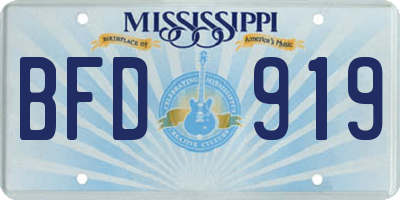 MS license plate BFD919