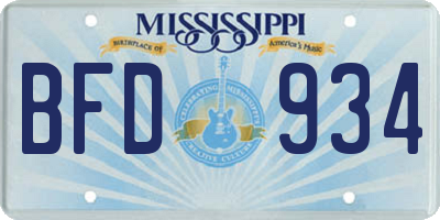 MS license plate BFD934
