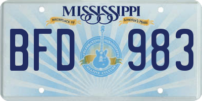 MS license plate BFD983