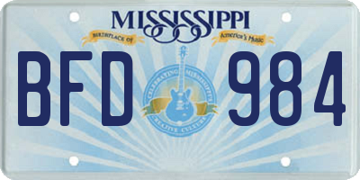 MS license plate BFD984