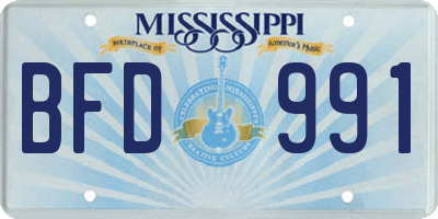 MS license plate BFD991