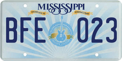 MS license plate BFE023