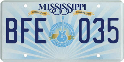 MS license plate BFE035