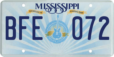 MS license plate BFE072