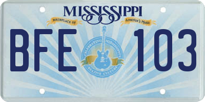 MS license plate BFE103