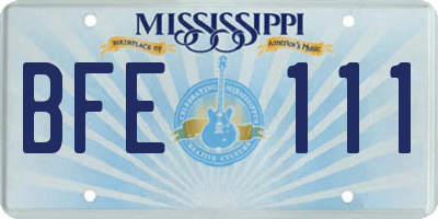 MS license plate BFE111