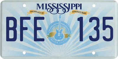 MS license plate BFE135