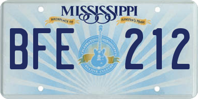 MS license plate BFE212