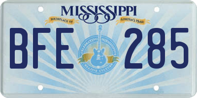 MS license plate BFE285