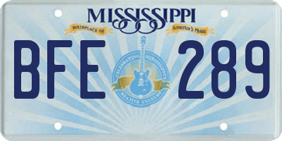 MS license plate BFE289