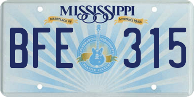 MS license plate BFE315