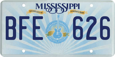 MS license plate BFE626