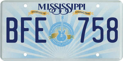 MS license plate BFE758