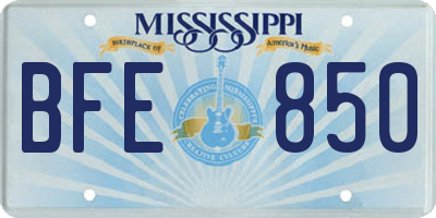 MS license plate BFE850