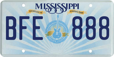 MS license plate BFE888