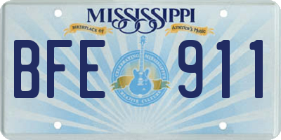 MS license plate BFE911