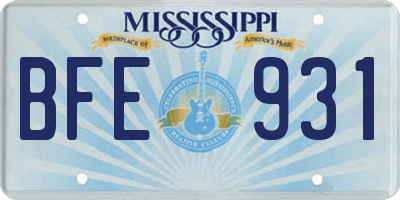 MS license plate BFE931