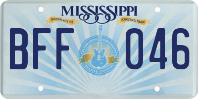 MS license plate BFF046