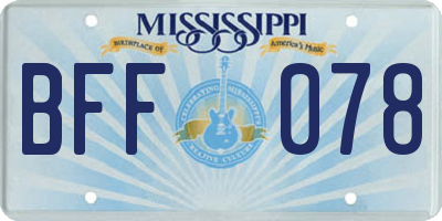 MS license plate BFF078